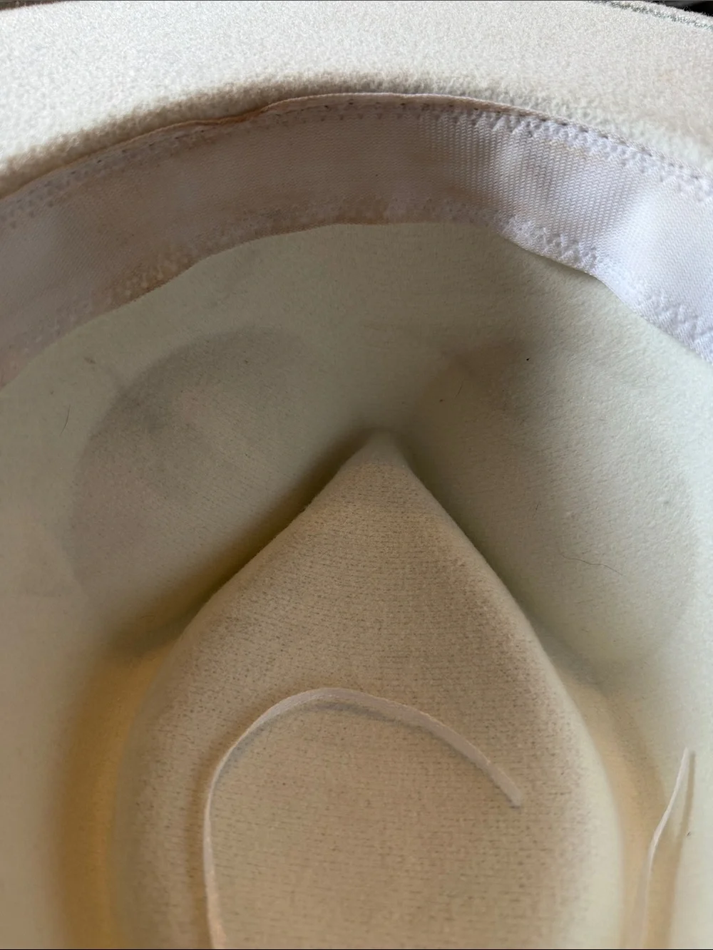 Frye Cream Wide-Brim Felt Hat with Brown Leather Band